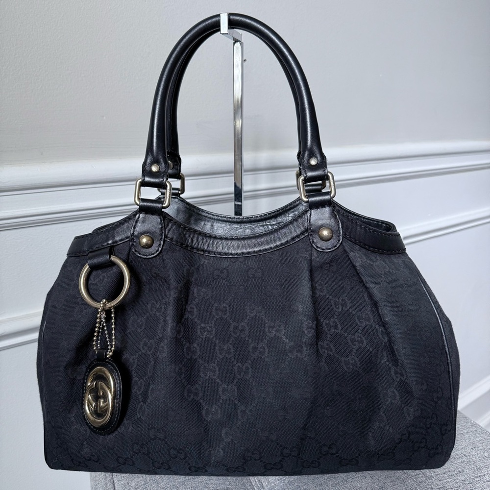 Gucci Sukey Medium GG Canvas Tote Black